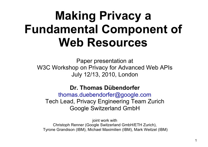 making privacy a fundamental component of