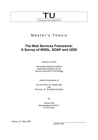 M a s t e r ' s   T h e s i s  The Web Services Framework:  A Survey of WSDL, SOAP and UDDI