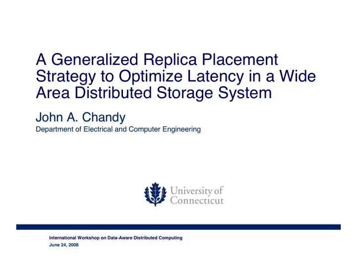 a generalized replica placement strategy to optimize