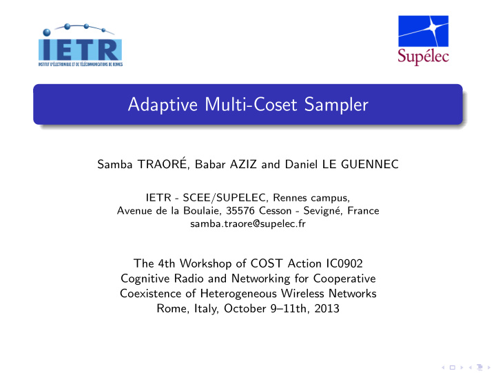 adaptive multi coset sampler
