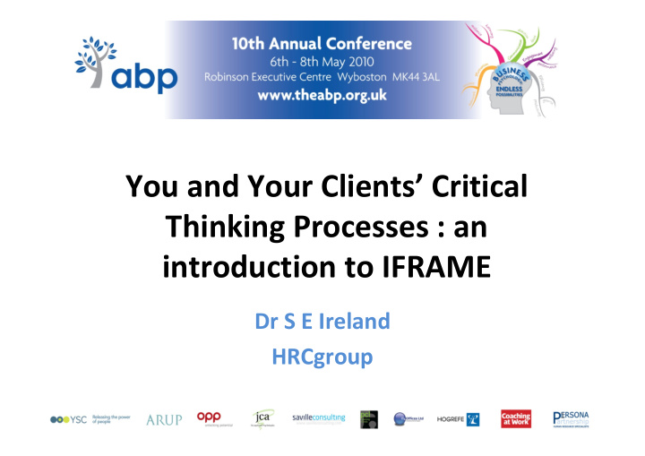you and your clients critical thinking processes an