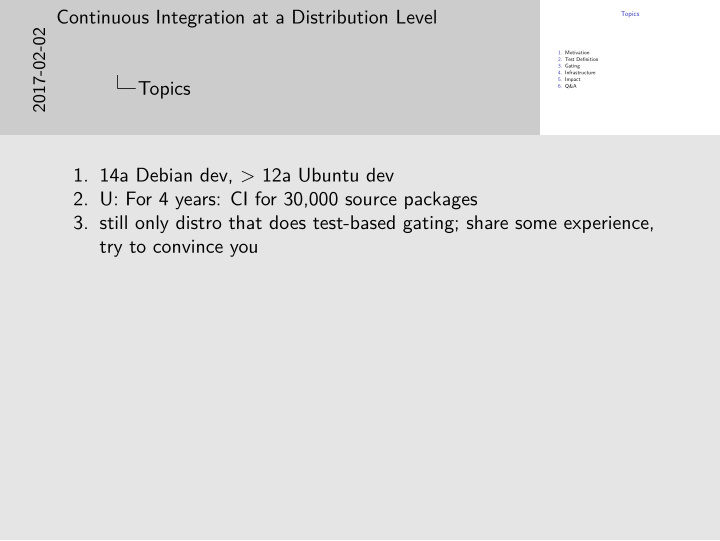 continuous integration at a distribution level