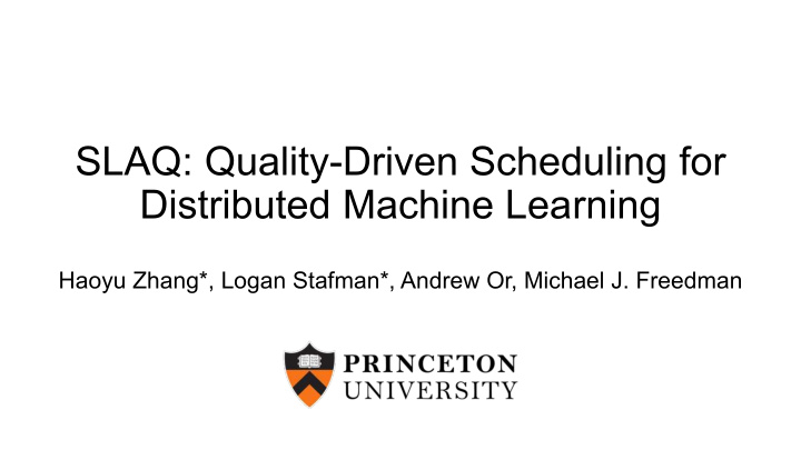 slaq quality driven scheduling for distributed machine