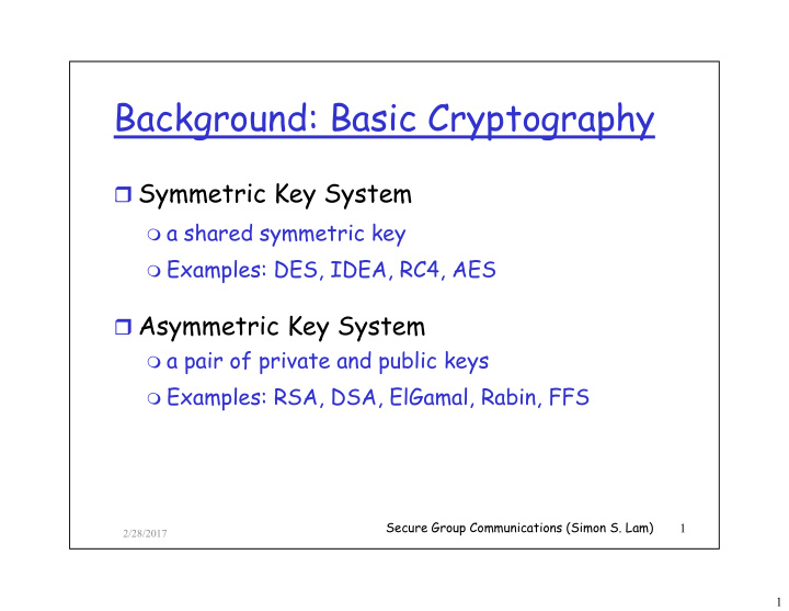 background bas c cryptography background basic