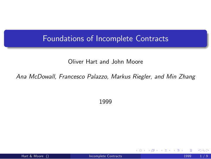 foundations of incomplete contracts