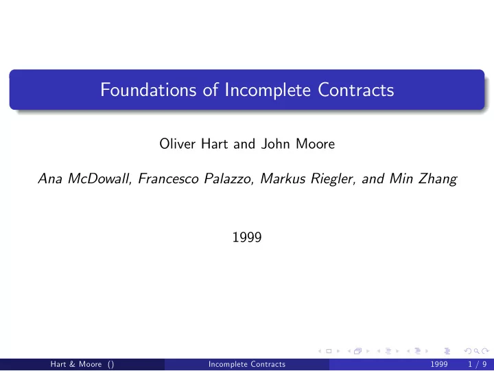 foundations of incomplete contracts