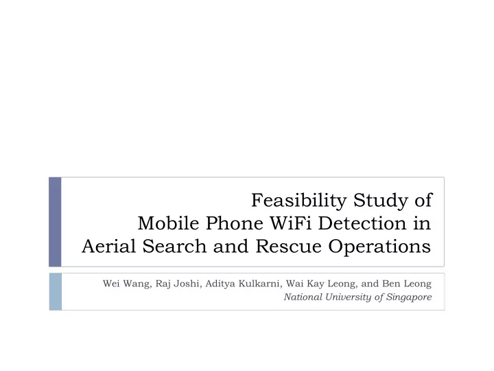 feasibility study of mobile phone wifi detection in