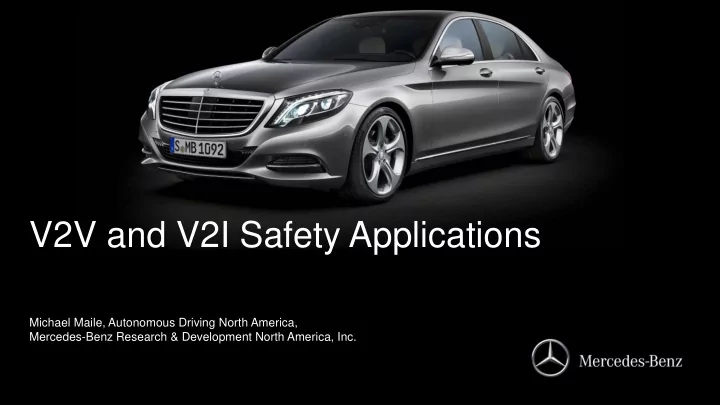 v2v and v2i safety applications