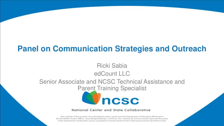 panel on communication strategies and outreach