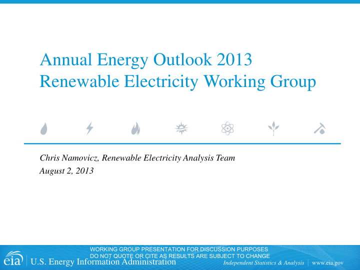 annual energy outlook 2013 renewable electricity working
