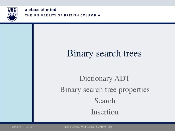 binary search trees
