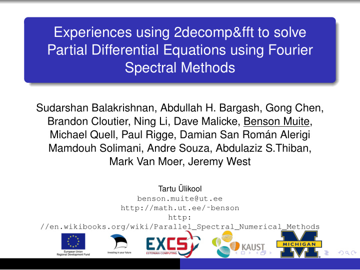 experiences using 2decomp fft to solve partial