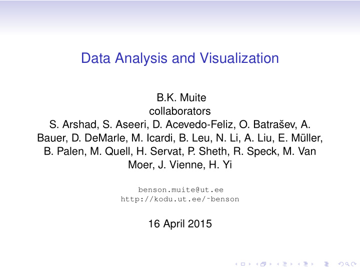 data analysis and visualization