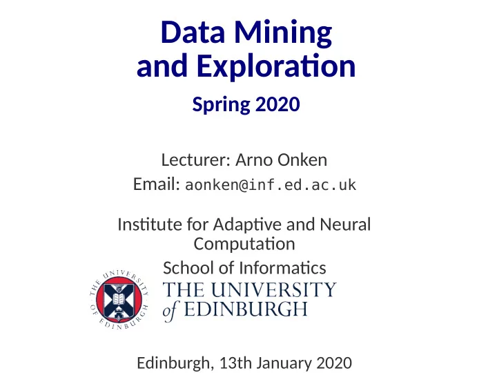 data mining and exploratjon