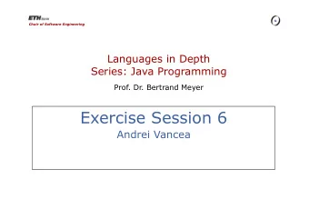 Exercise Session 6  Andrei Vancea  Todays Exercise Session  Assignment VI  Hints