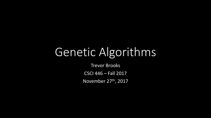 genetic algorithms