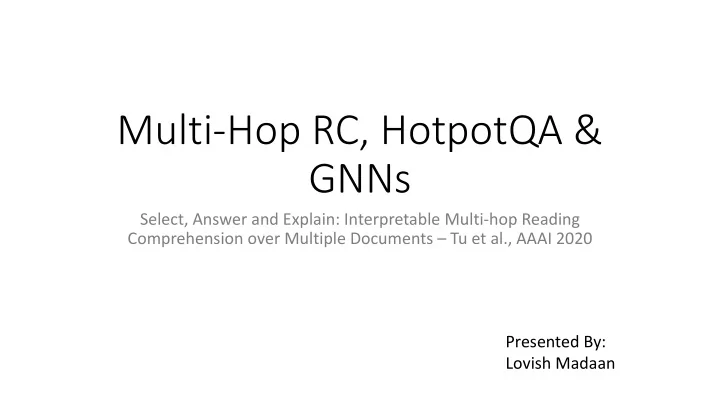 multi hop rc hotpotqa gnns