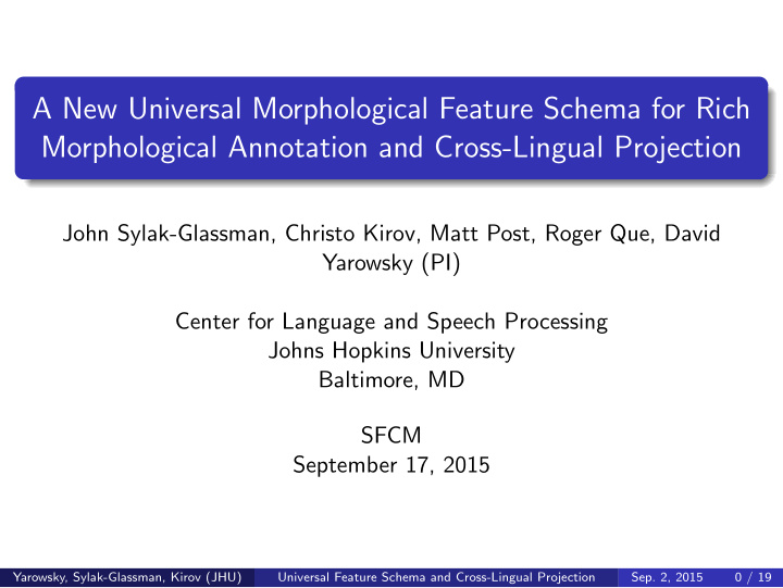 a new universal morphological feature schema for rich