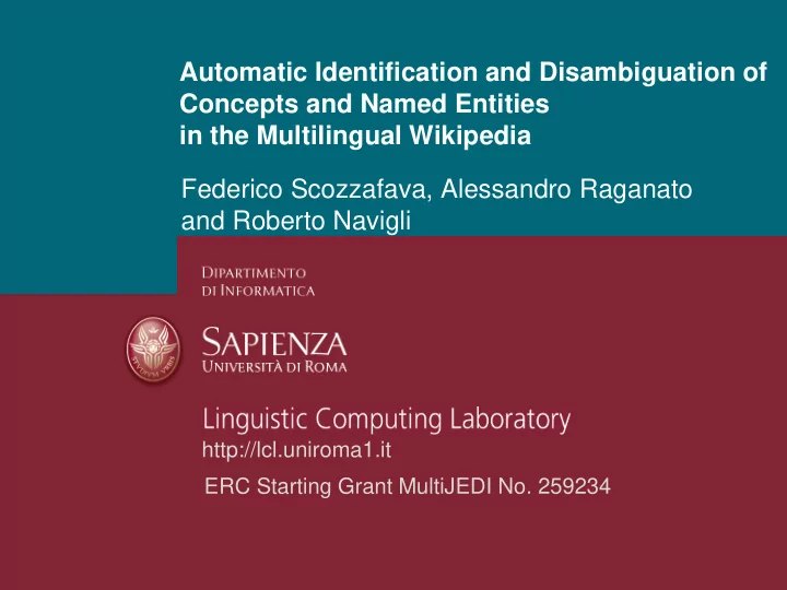 automatic identification and disambiguation of concepts