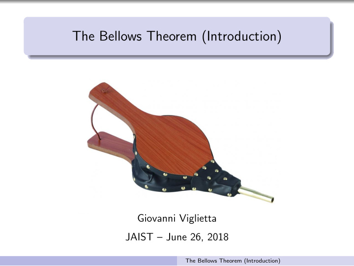 the bellows theorem introduction