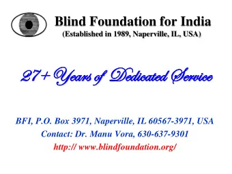 27+  27+ Years  ears of  of  Dedi  edicated S  Serv  ervic  ice  BFI, P.O. Box 3971, Naperville, IL