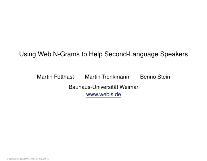 using web n grams to help second language speakers