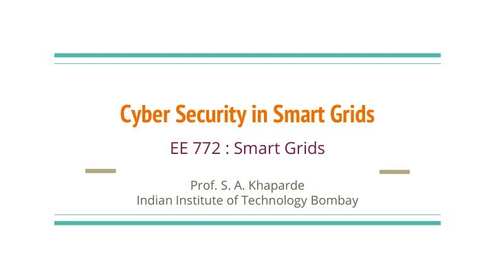 cyber security in smart grids