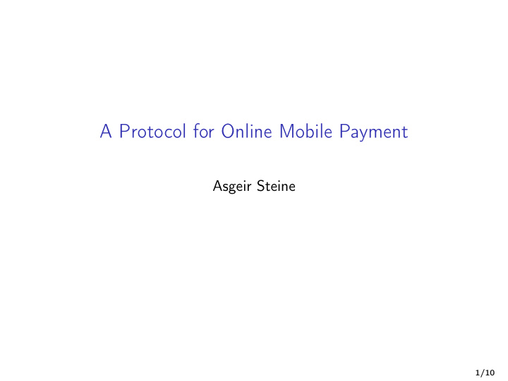 a protocol for online mobile payment