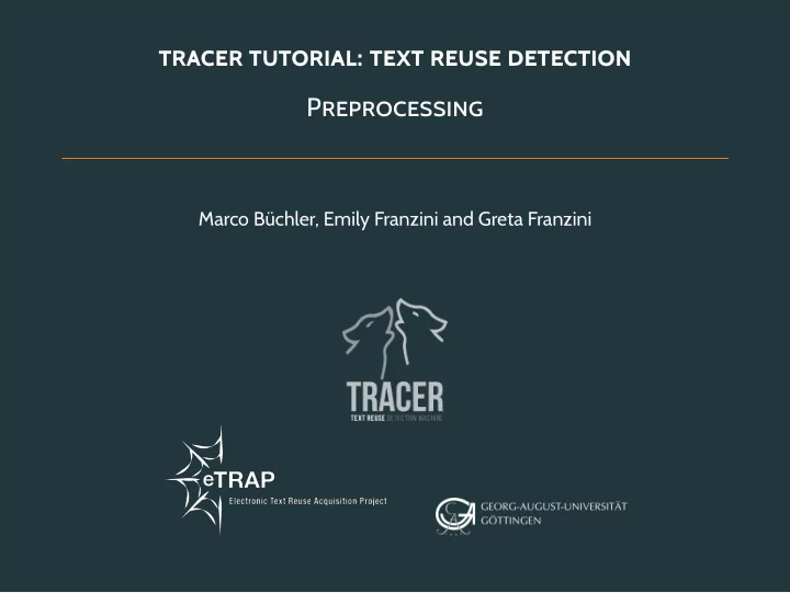 tracer tutorial text reuse detection preprocessing
