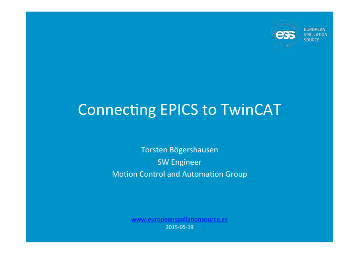 connec ng epics to twincat