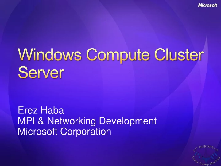 microsoft corporation mainstream hpc