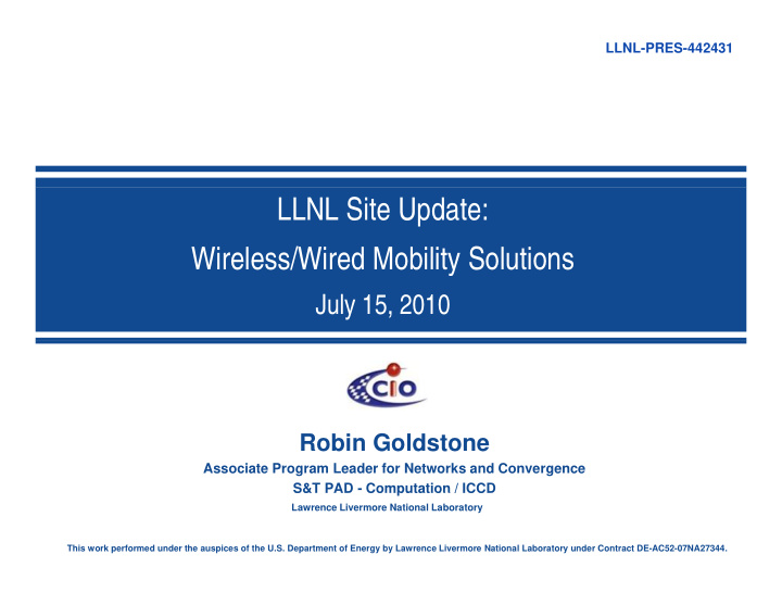 llnl site update wireless wired mobility solutions