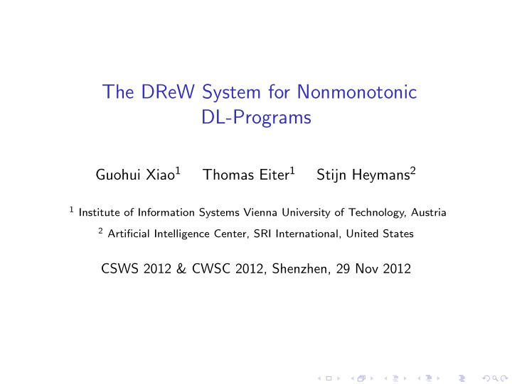 the drew system for nonmonotonic dl programs