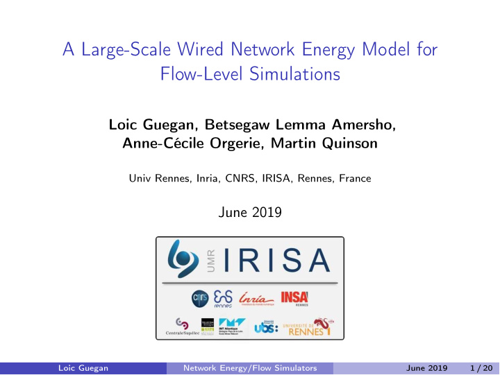 a large scale wired network energy model for flow level
