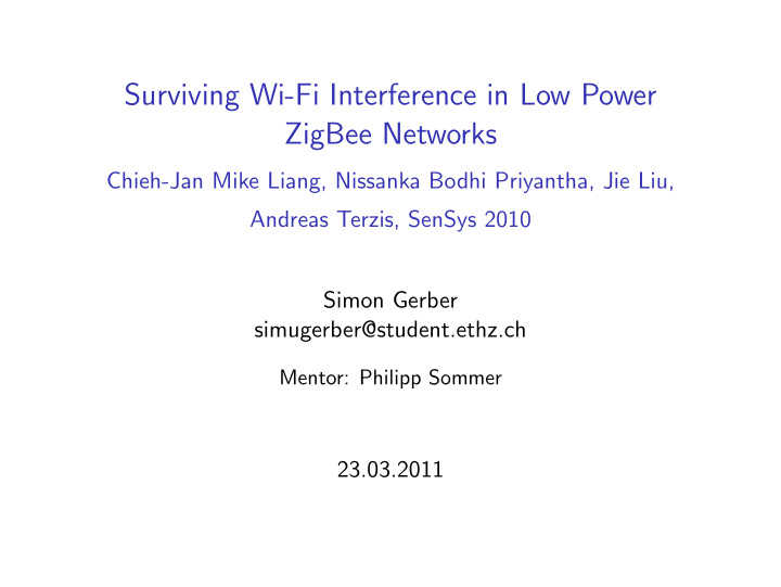 surviving wi fi interference in low power zigbee networks