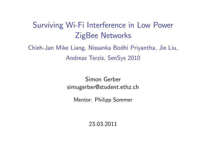 surviving wi fi interference in low power zigbee networks