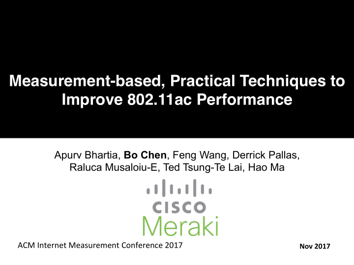measurement based practical techniques to improve 802