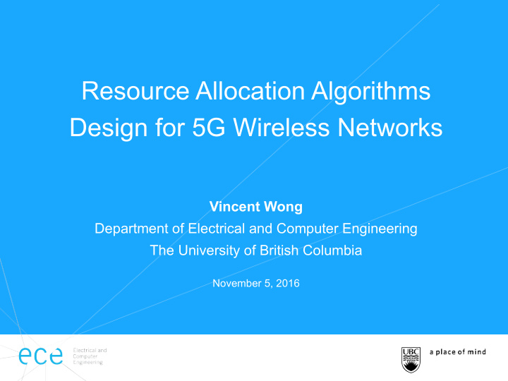 resource allocation algorithms design for 5g wireless