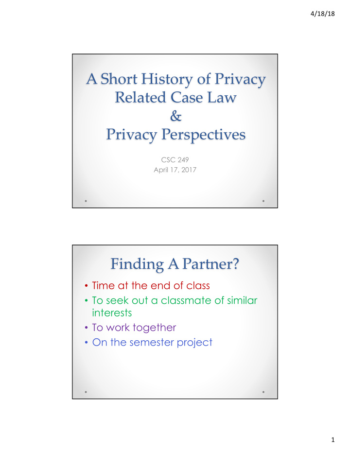 a short history of privacy related case law privacy