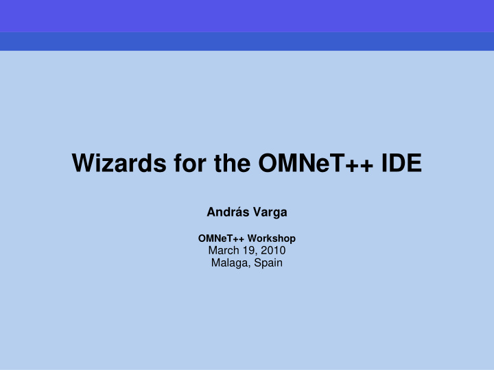 wizards for the omnet ide