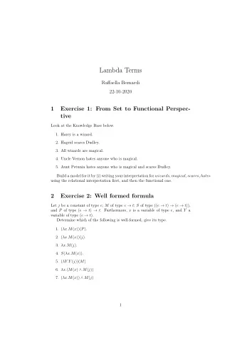 Lambda Terms  Raffaella Bernardi  22-10-2020  1  Exercise 1: From Set to Functional Perspec-  tive