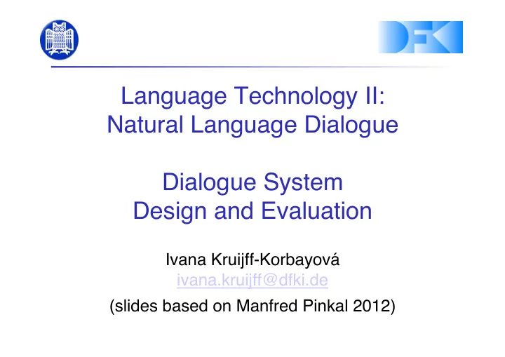 language technology ii natural language dialogue dialogue