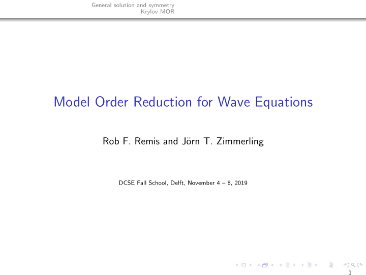 model order reduction for wave equations