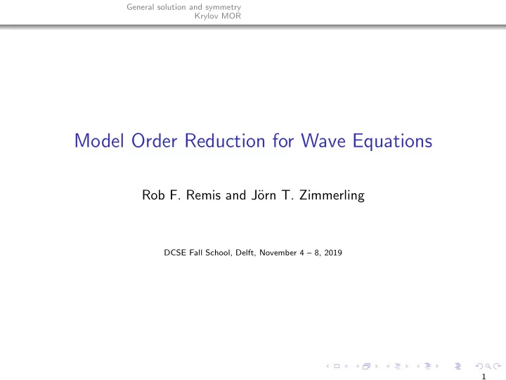 model order reduction for wave equations