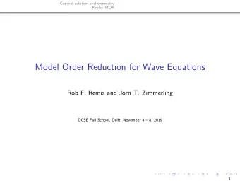 Model Order Reduction for Wave Equations  Rob F. Remis and J  orn T. Zimmerling  DCSE Fall