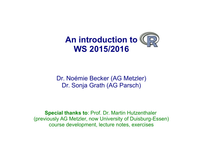 an introduction to ws 2015 2016