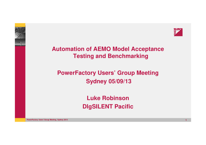 automation of aemo model acceptance testing and