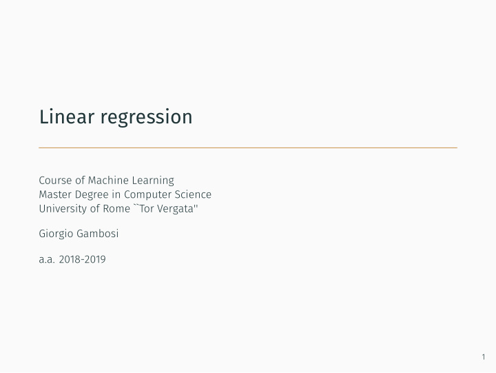 linear regression