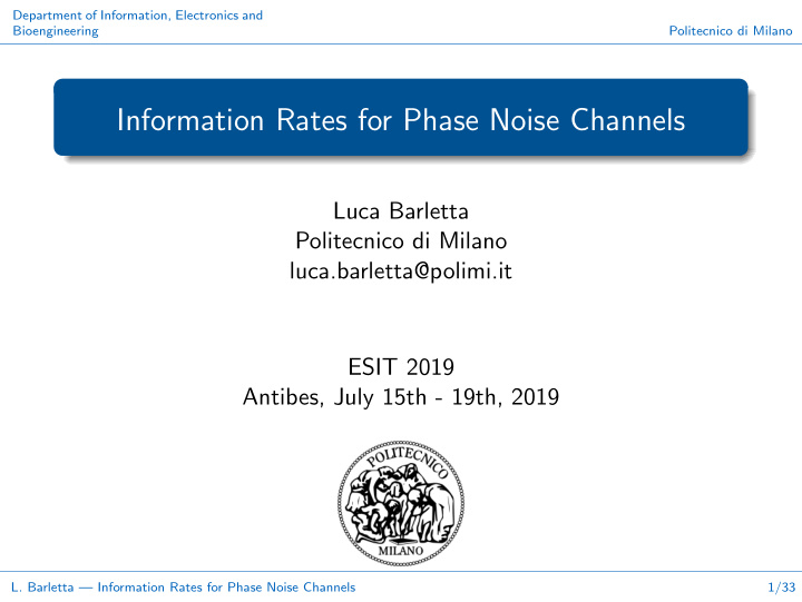 information rates for phase noise channels