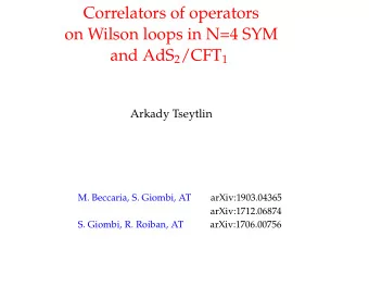 Correlators of operators  on Wilson loops in N=4 SYM and AdS 2 /CFT 1  Arkady Tseytlin  M.